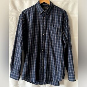 Classic Navy Plaid Button-Down Shirt